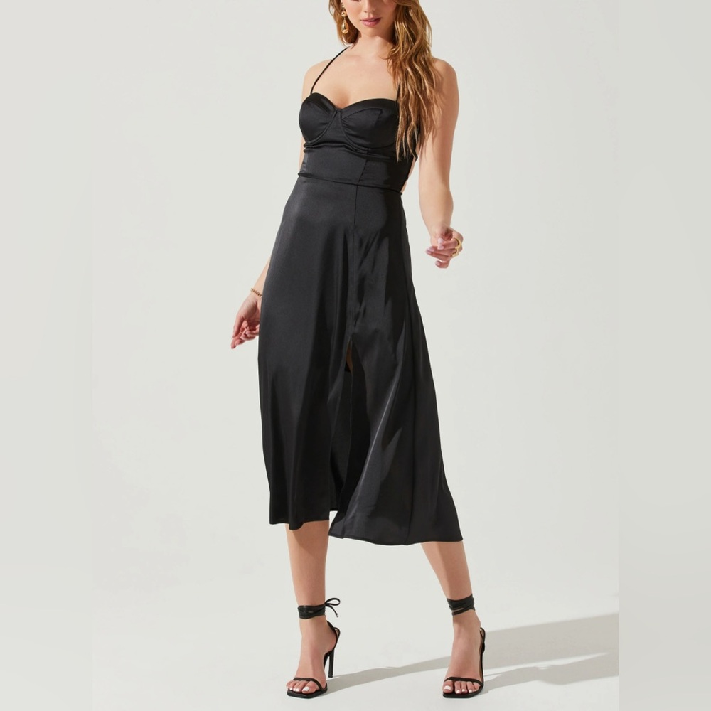 ASTR Gala Bustier Black Midi Party Cocktail Whimsigoth Dark Romantic Dress Sm - Picture 4 of 16